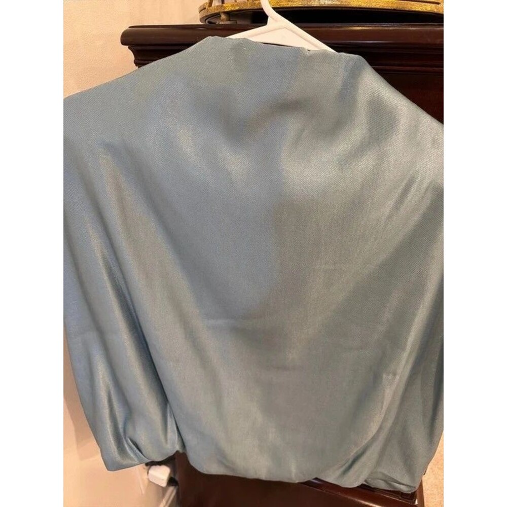Glam Shimmer Mock Neck Draped Top size large